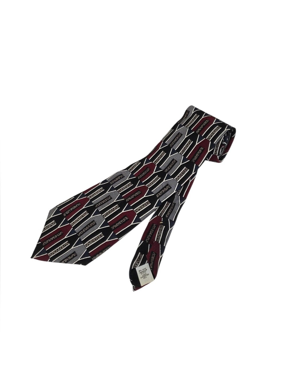 Oscar De La Renta Designer Patterned Silk Tie in Grey and Burgundy